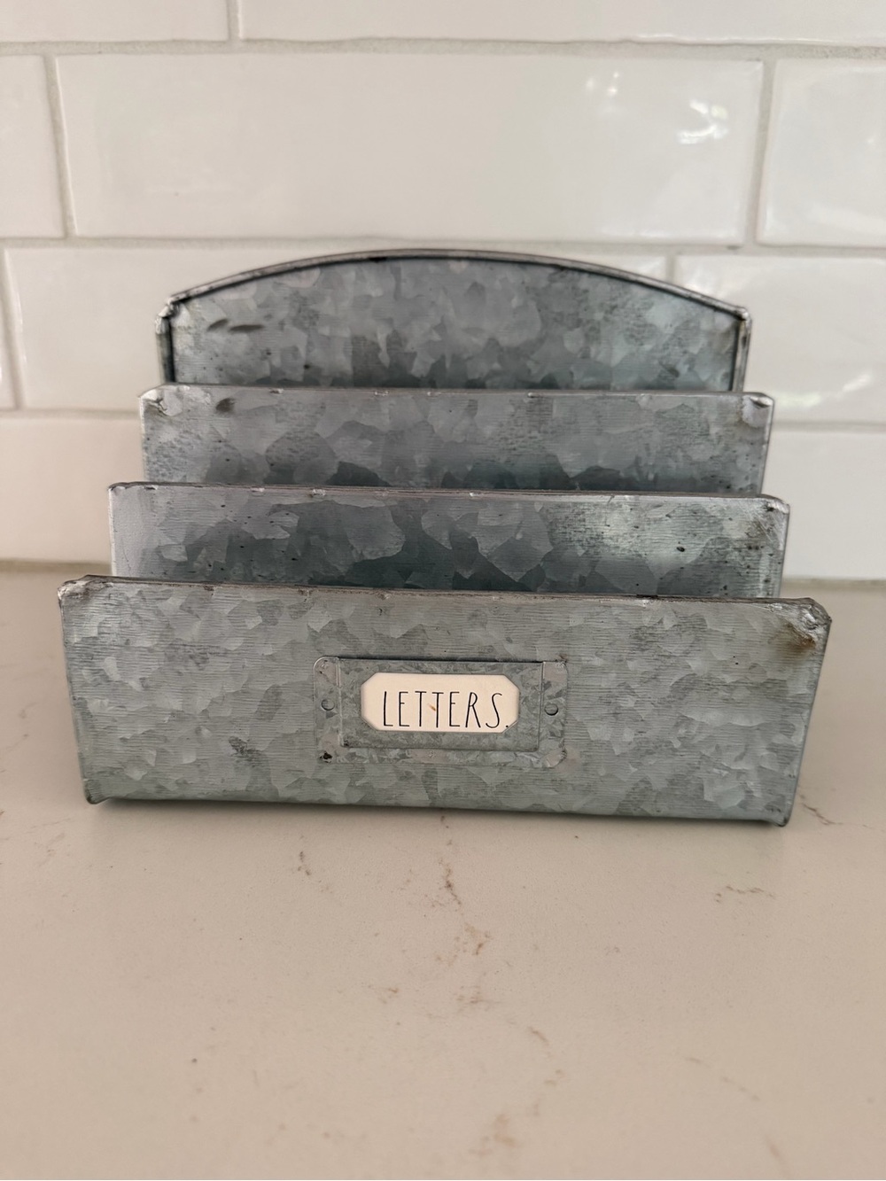 Galvanized Metal Desk Letter Organizer